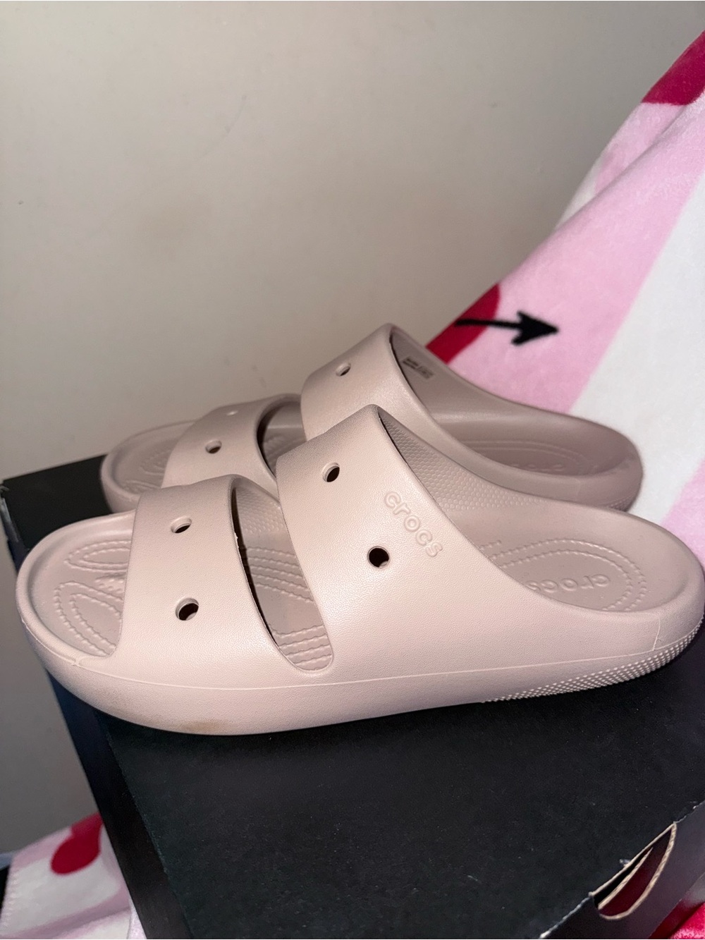 Crocs Dual-Strap Slide Sandal in Tan, Size 11 W/ 9 M